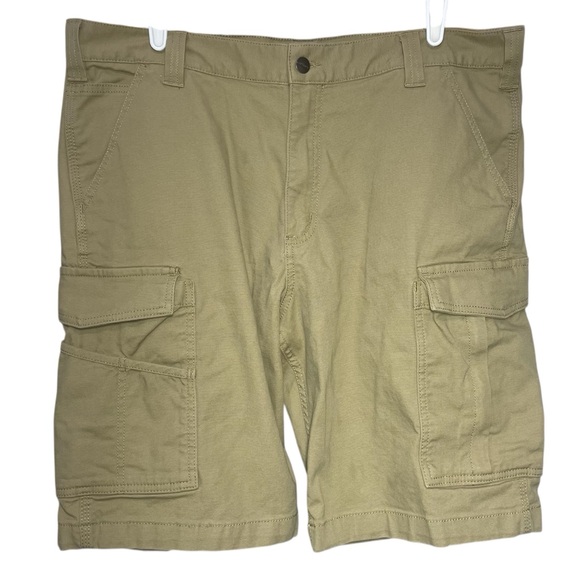 Carhartt Rugged Flex Relaxed Fit Canvas Cargo Shorts Mens 38 Stretch Khaki - Picture 1 of 6
